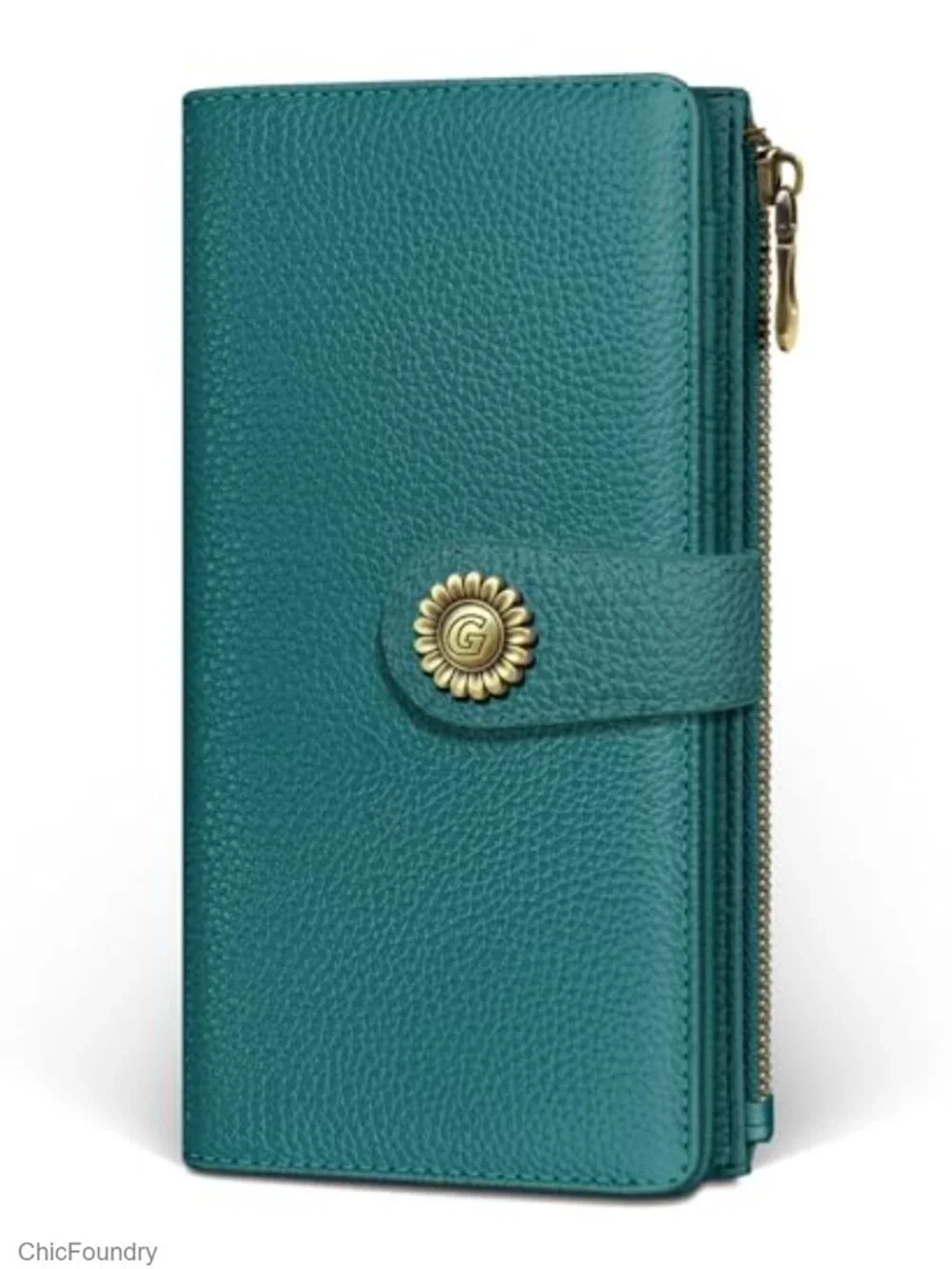 RFID Blocking Bifold PU Leather Wallet with 11 Card Slots, Zipper Coin Pocket